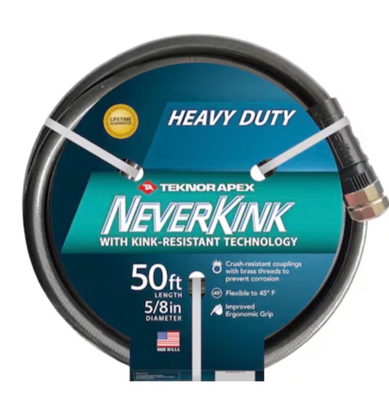 neverkink teknor apex 5/8-in x 50-ft heavy -duty kink free vinyl gray coiled hose