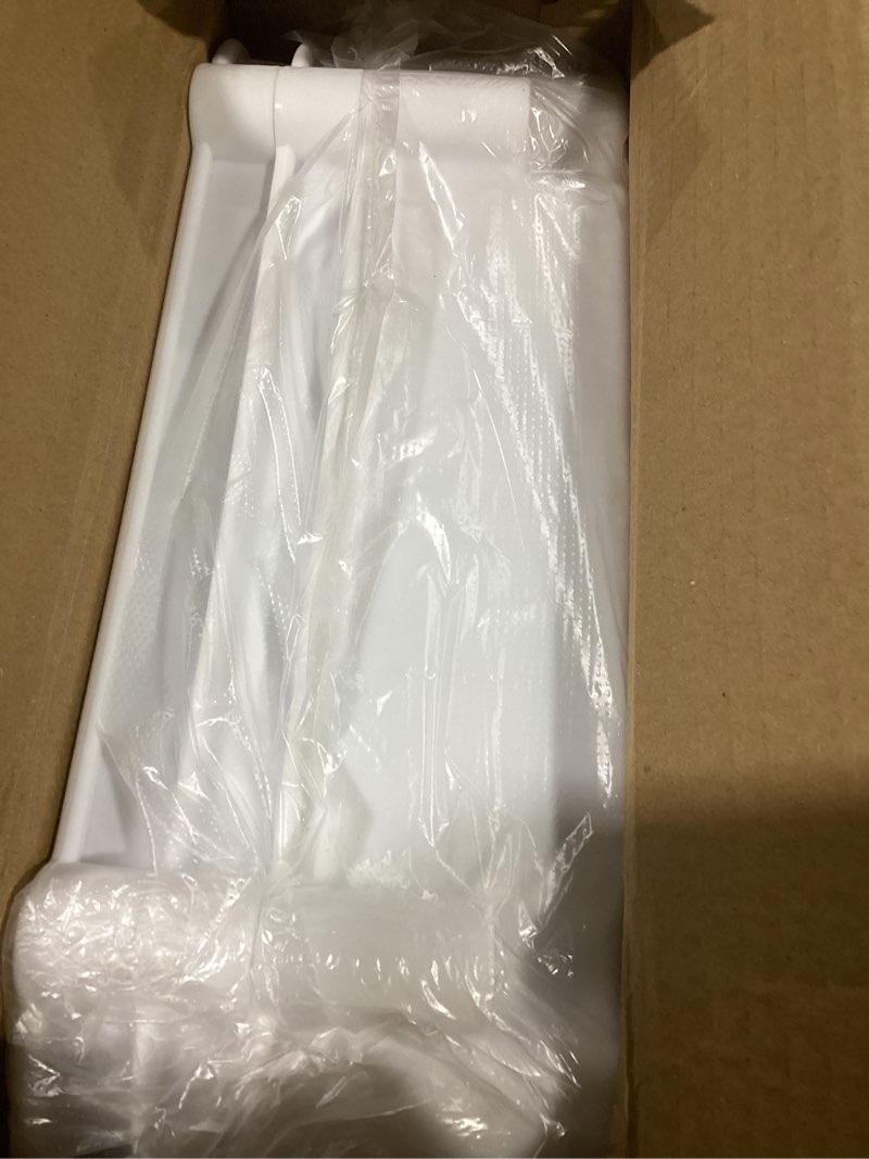 Condition photo showing Good Condition for Sywhitta 3-Tier Plastic Rolling Utility Cart with Handle, Multi-Functional Storage Trolley for Office, Living Room, Kitchen, Movable Storage Organizer with Wheels, White 3-tier White