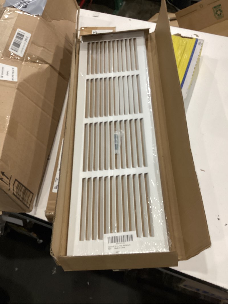 Condition photo showing New/Like New for howeall 24"w x 6"h [duct opening size] steel return air grille, air return vent cover for ceiling and sidewall - hvac air vent covers - [outer dimensions: 25.75"w x 7.75"h] 24"w x 6"h [duct opening]