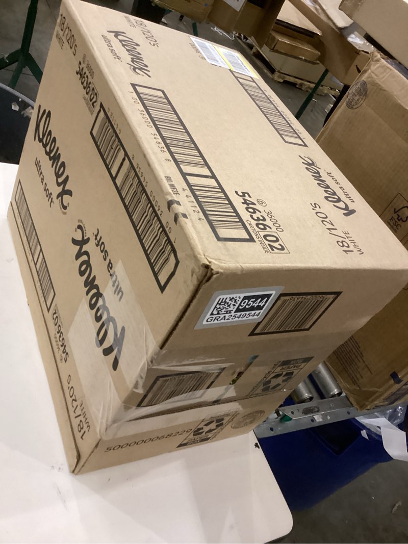 Condition photo showing New/Like New for Kleenex Ultra Soft Facial Tissues, 18 Flat Boxes, 120 Tissues per Box, 3-Ply (2,160 Total), Packaging May Vary White 120 Tissues (Pack of 18)