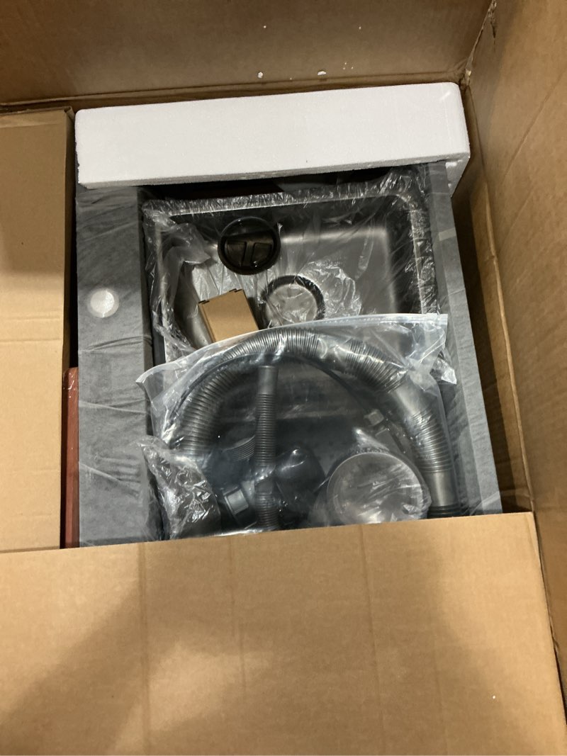 Condition photo showing New/Like New for smart kitchen sink 304 stainless steel honeycomb single bowl kitchen sinks?digital display double waterfall sink?with pull-out swivel faucet?with pressurized cup washer (31.5 x 18.1 inch) 31.5"×18.1"×9.1"