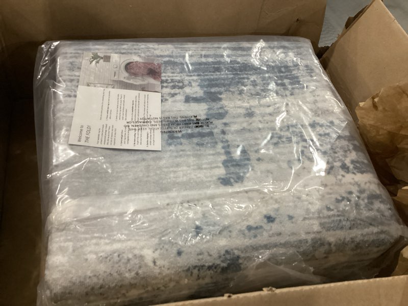 Condition photo showing New/Like New for 10x14 ft Area Rug for Living Room Extra Large Modern Style Floor Carpet with Non-Slip Backing for Office,Bedroom & Dining Room, Ombre Tonal Home Decor, Non-Shedding Soft Rug Machine Washable (Blue)