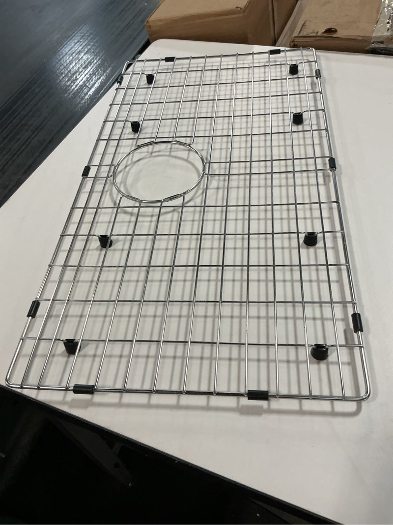 Condition photo showing Good Condition for Sink Grate Protector 17-3/4" x 13-11/16", Stainless Steel Kitchen Sink Protectors Grates Grid Bottom Rack with Rear Drain