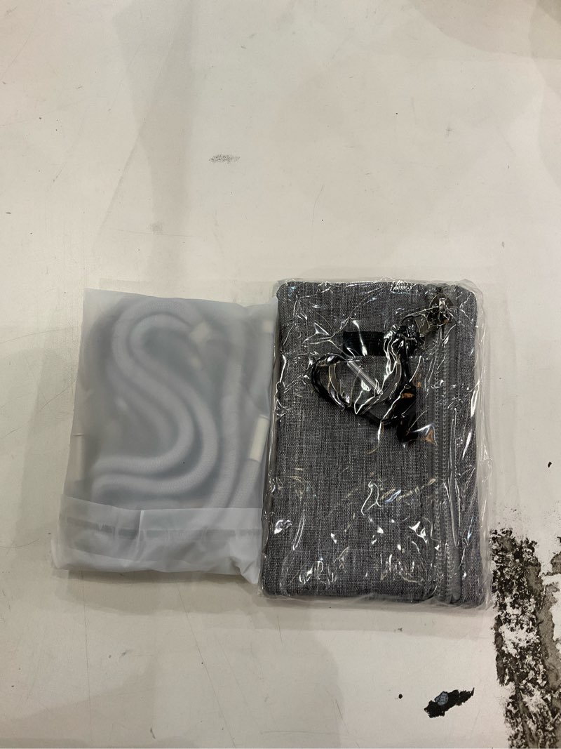 Condition photo showing New/Like New for Phone Lanyard - 1 xAdjustable Neck Strap,1 xWrist Strap,1xZipper Wallet Pouch,2xPads,Universal Crossbody Cell Phone Lanyard for Travel Essentials,Wrist lanyards for Keys,ID Badges and Most Smartphones Gray 1+gray 2+gray Purse