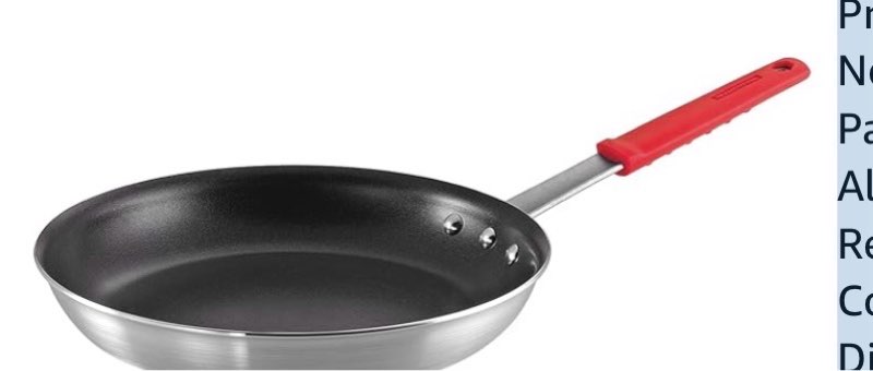 Tramontina Professional 12-Inch Non Stick Large Frying Pan, Heavy-Gauge Aluminum Skillet with Reinforced Nonstick Coating, Red Handle, Dishwasher and Oven Safe