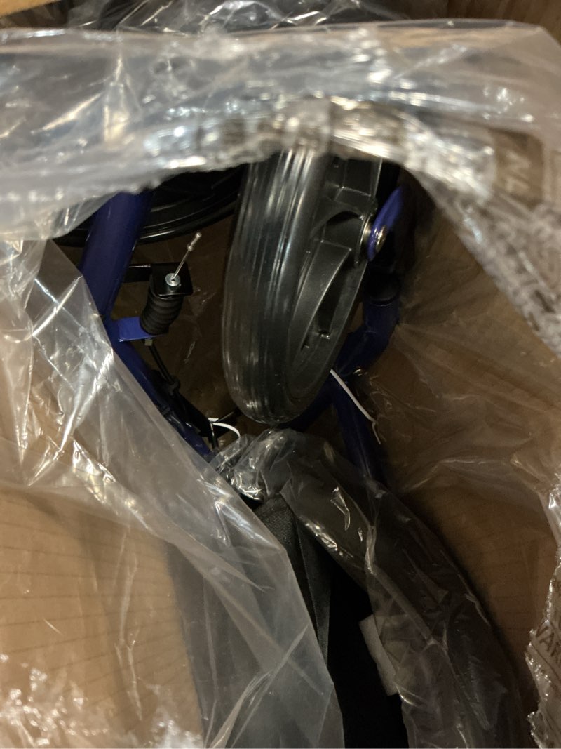 Condition photo showing Good Condition for drive medical rollator walker with seat - stable mobility support - height adjustable - durable steel frame construction - smooth 7.5" wheels - foldable - 350 lb limit - blue