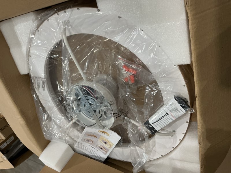Condition photo showing New/Like New for 24'' ceiling fan with light fandelier flush mount low profile wood ceiling fan with dimmable led light 3 color 6 speeds 24 inch wood
