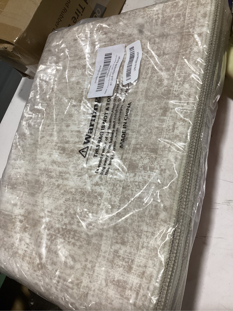 Condition photo showing Good Condition for rug runners for hallways non slip - 2x8 runner rug for bedroom, washable runner with rubber backing, soft low-pile carpet for kitchen, laundry, bathroom (2'x8', beige/ivory) beige/ivory 2' x 8' (runner)