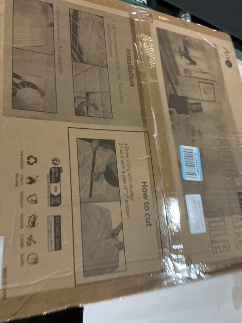Condition photo showing New/Like New for Art3d Drop Ceiling Tiles, Glue up Ceiling Tiles, 2'x2' Plastic Sheet in Antique Gold (12-Pack, 48 Sq.ft) 24"x24" Antique Gold 12