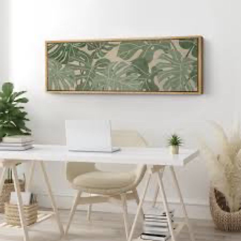 Abstract Green Tropical Palm Tree Leaf Nature Vintage Panoramic Wall Art Decor Horizontal