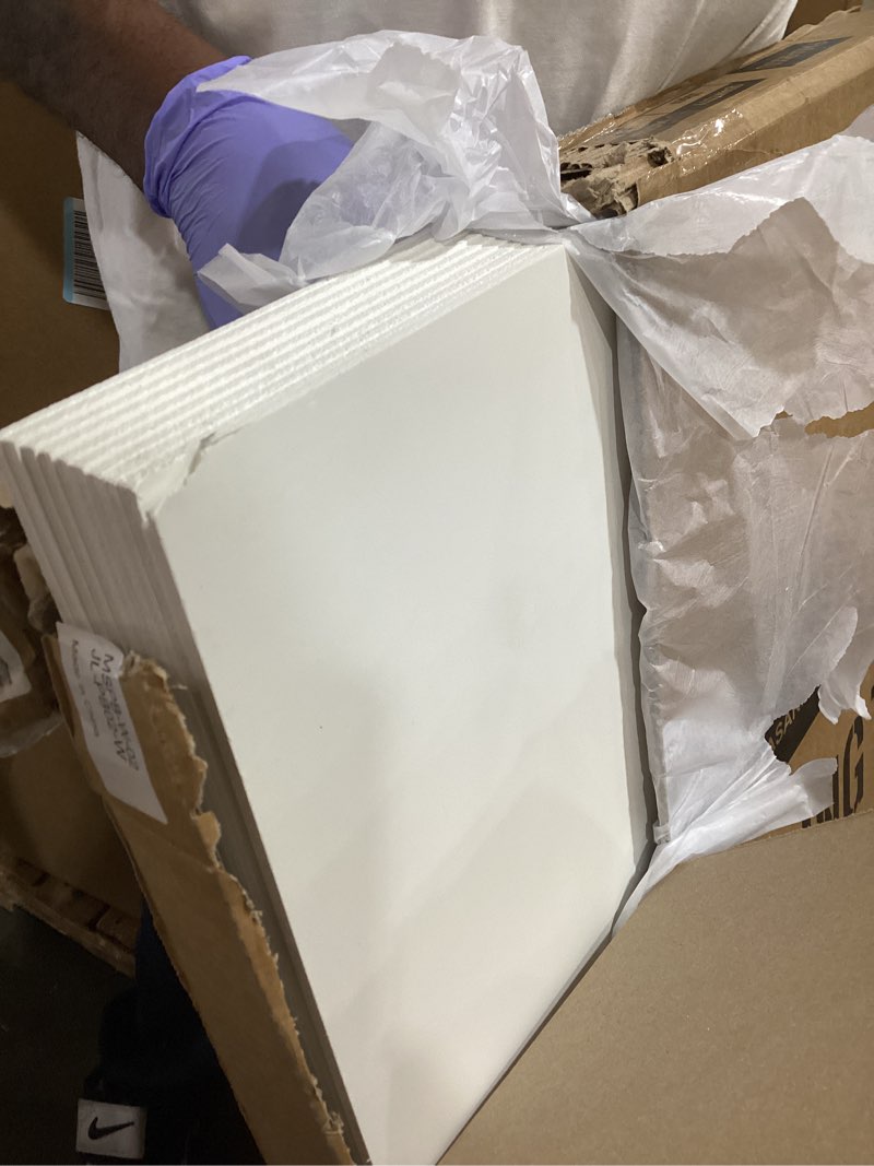 Condition photo showing As Is for 24"x48" smooth drop ceiling tiles waterproof high-grade pvc ceiling tiles 2x4 fire-rated - easy drop-in installation - case of 10 (80 sq. ft.) 2ft x 4ft white