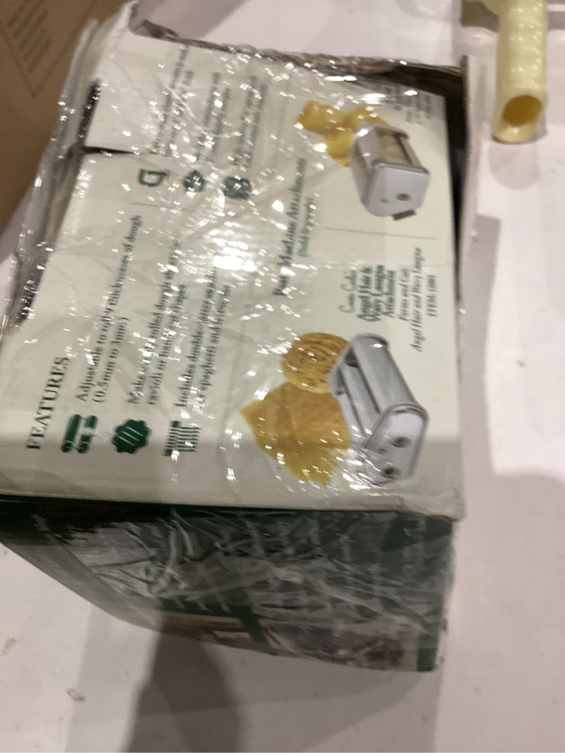 Condition photo showing As Is for fante’s double cutter classic pasta maker, hand-crank noodle press with adjustable thickness settings for fresh homemade pasta, dumplings classic 150 pasta chrome