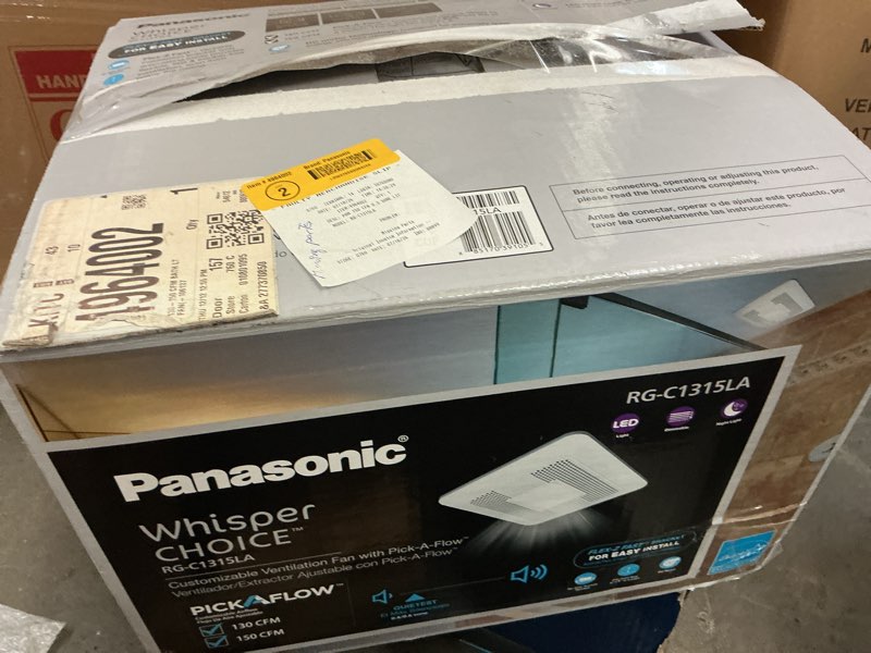 Condition photo showing As Is for panasonic whisperchoice dc 0.3-sone 150-cfm white lighted bathroom ventilator fan, energy star