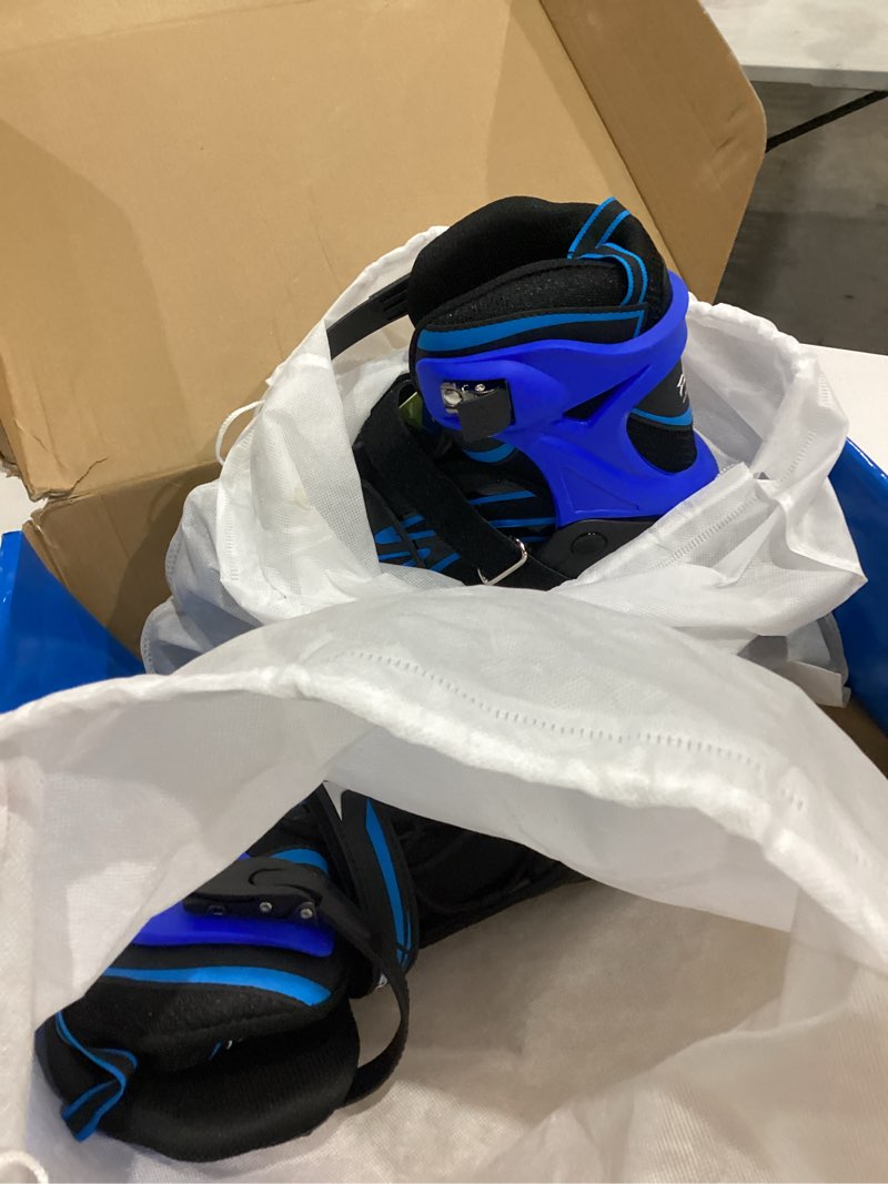 Condition photo showing Good Condition for 2PM SPORTS Vinal Girls Adjustable Flashing Inline Skates, All Wheels Light Up, Fun Illuminating Skates for Kids Men Adult Women and Boys Azure & Blue X-Large - Adult (9.5W-12W/8.5M-10.5M)
