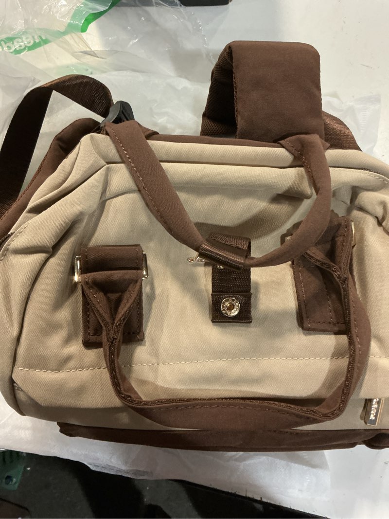 Condition photo showing New/Like New for lovevook mini backpack for women stylish waterproof backpack purse with usb port, cute daypack for college travel party 13.3 inch coffee & khaki