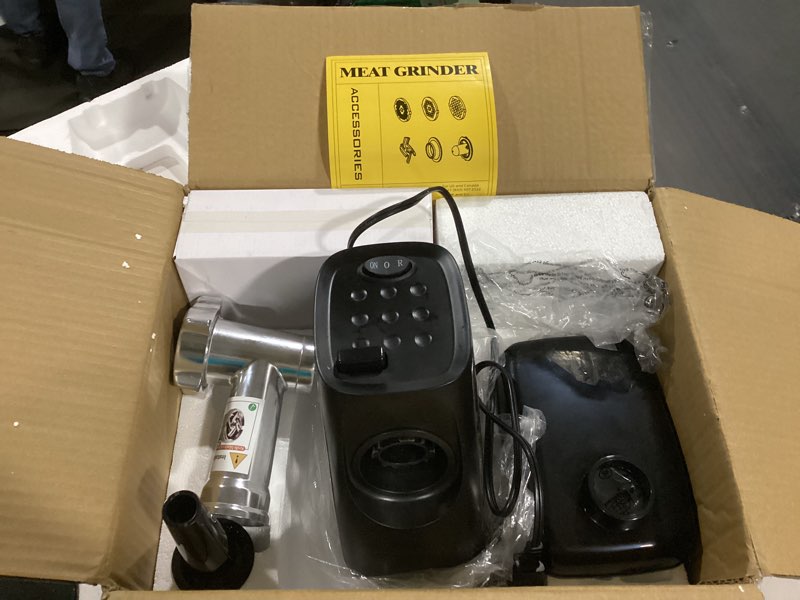 Condition photo showing New/Like New for aaobosi meat grinder, 4-in-1 meat grinder electric [2800w max] with 3 slice, shred blades,2 blades,3 plates,sausage stuffer,kubbe kit, for home kitchen use, stainless steel