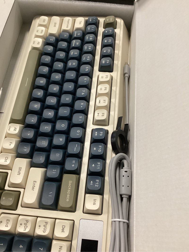 Condition photo showing New/Like New for aula s99 pro wireless keyboard, gaming keyboards media knob custom rgb backlit, 3-modes bt/2.4g/usb-c membrane cute creamy keyboard for windows/mac/pc gamer - blue white