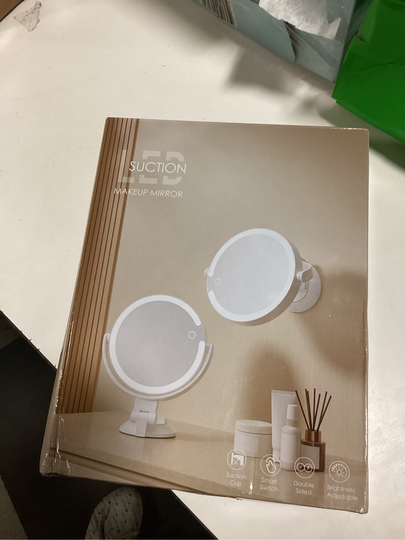 Condition photo showing New/Like New for 30X/1X Magnifying Mirror Suction Cup with Powerful Locking, Wall Mounted Makeup Mirror, Shaving Mirror for Bathroom, Detachable for Travel, 3 Color Modes and Adjustable Brightness (7 inch) White-30x