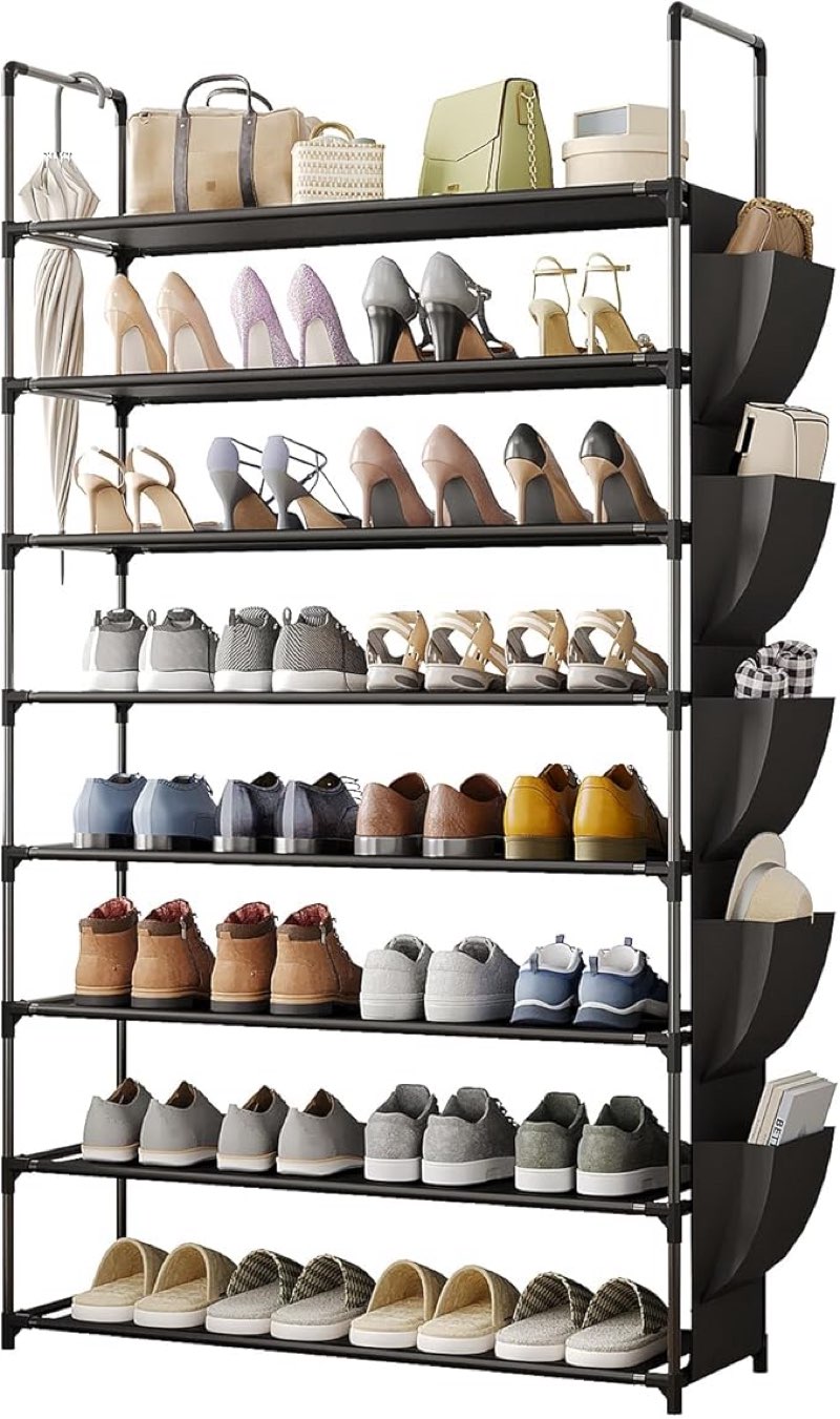 SUPERLELE 8 Tier Shoe Organizer Shoe Storage 30-32 Pairs Shoe Rack for Closet Shoe Rack Organizer Entryway Shoe Holder Space Saving Shoe Shelf Shoe Stand Large Tall Shoe Tower Garage Door