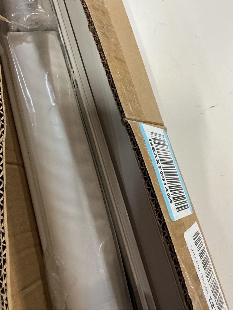 Condition photo showing Good Condition for lazblinds adjustable blackout vertical blinds for sliding doors, extendable track (45 3/4'' - 82 5/8'' w), trimmable panels up to 96” h for room divider & patio door, white light filtering light filtering white