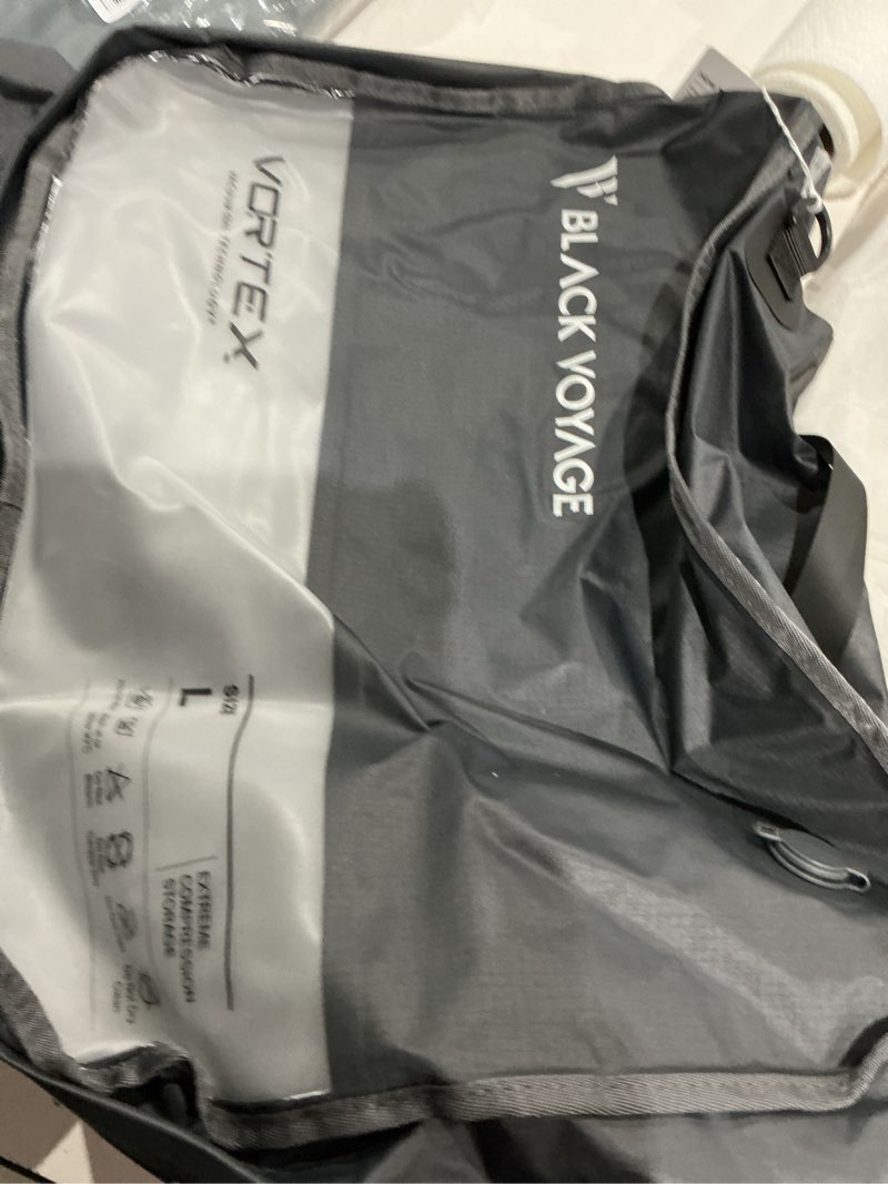 Condition photo showing Good Condition for black voyage reusable vacuum compression travel bag for carry-on suitcase and backpack, recycled ip67 waterproof space saver (2-pack, 21l - no pump) gray 21l (2-pack) 21l (no air pump)