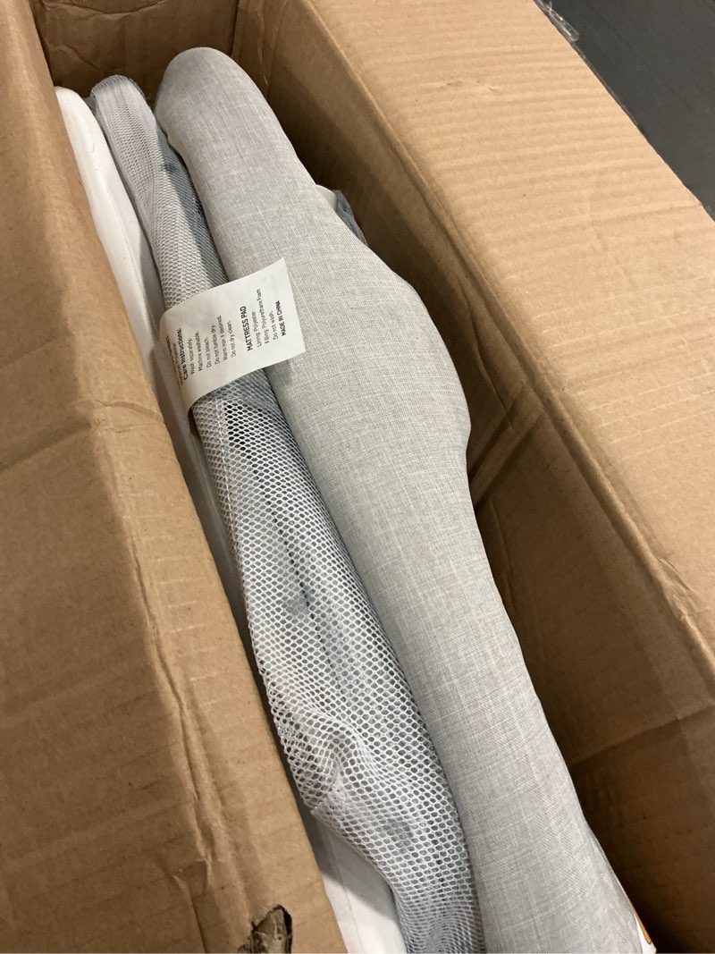 Condition photo showing As Is for Cowiewie Baby Bassinet, Beside Sleeper for Baby Easy Folding Bedside Bassinet with Storage Basket and Wheels to Reduce Mom's Fatigue (Dark Grey) 2023 New