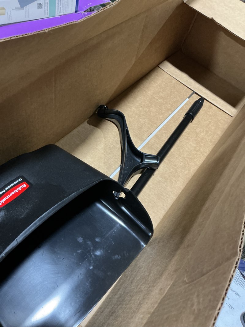 Condition photo showing Good Condition for rubbermaid commercial products dustpan with long handle plastic black compatible with any broom for lobby/restaurant/office/home/dog pooper scooper 12.50" wide