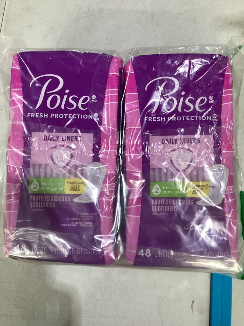 Poise Fresh Protection Daily Liners, which are designed for light bladder leaks and offer (2 packs of 48)