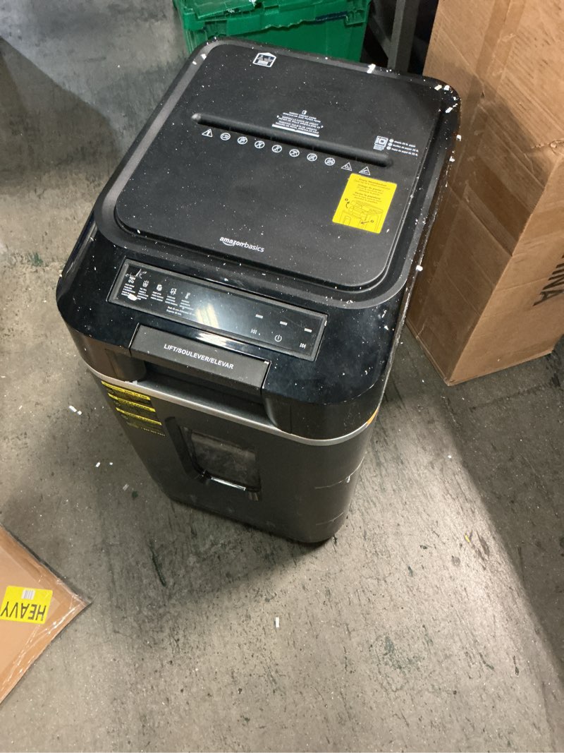 Condition photo showing As Is for Amazon Basics 200 sheet auto feed cross cut. Only tried out. I didn’t realize how big it was when I bought it. $245. Is the original price. $100 OBO