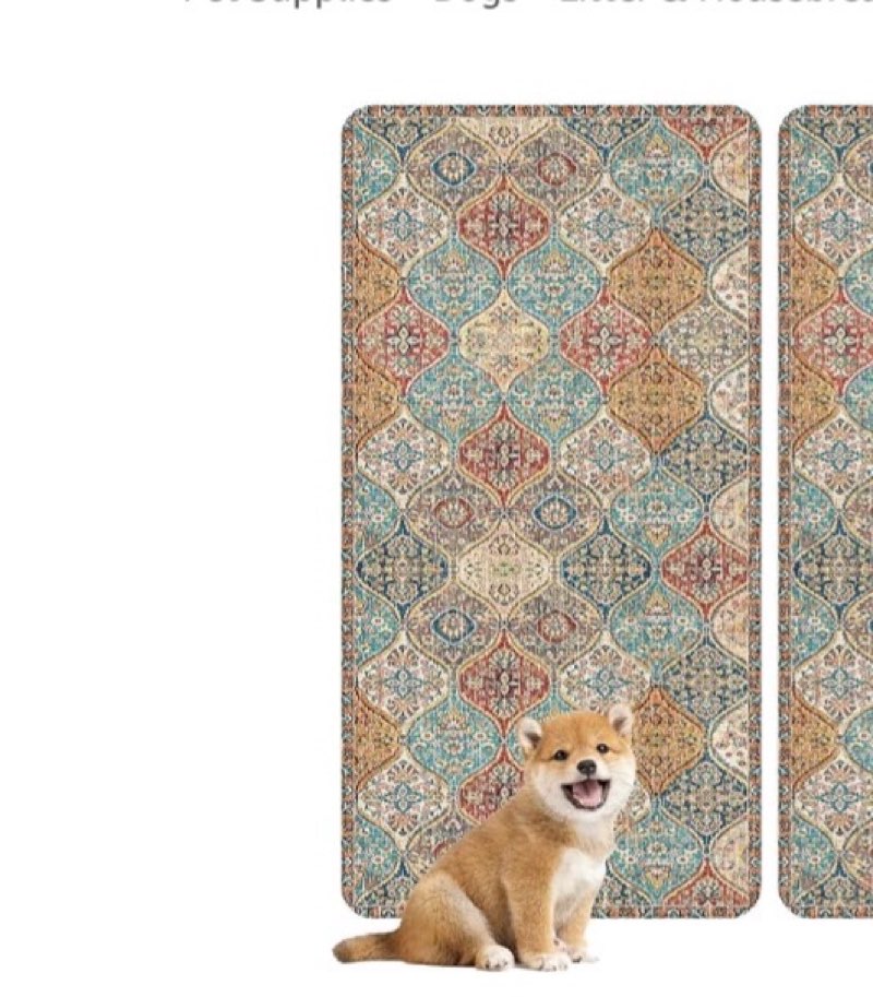 nunubaby washable pee pads for dogs, stylish, non-slip and leak-proof pee pads. reusable potty pads for dogs for crates and floors.(cream/multi, 24" x48" )