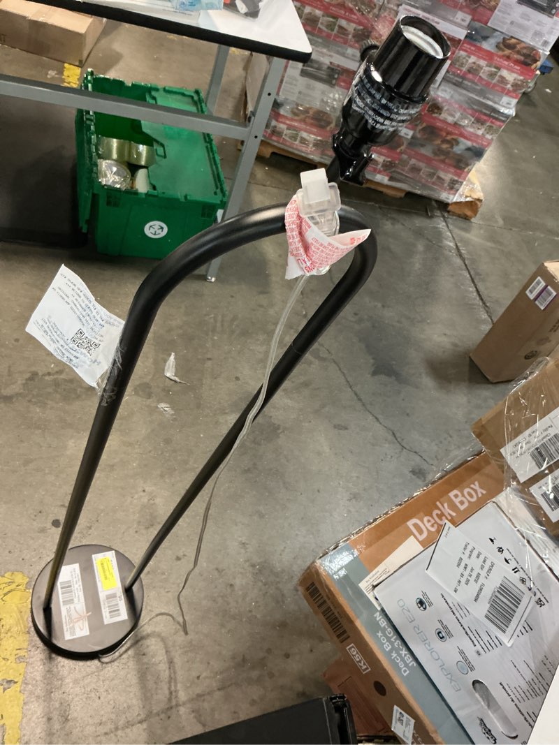 Condition photo showing Good Condition for mainstays 64\" dual pole arch metal floor lamp, black finish with white fabric drum shade( incomplete )