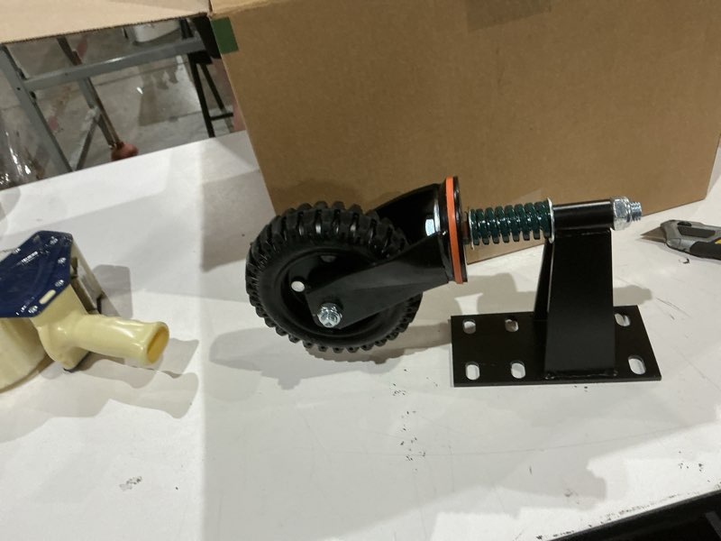 Condition photo showing Good Condition for eaysg 2 pack gate wheel 8 inch fence gate wheels with brake for metal tube gate swing wooden gate,360 degree swivel spring-loaded gate caster, shock absorbing heavy duty caster 600lb capacity