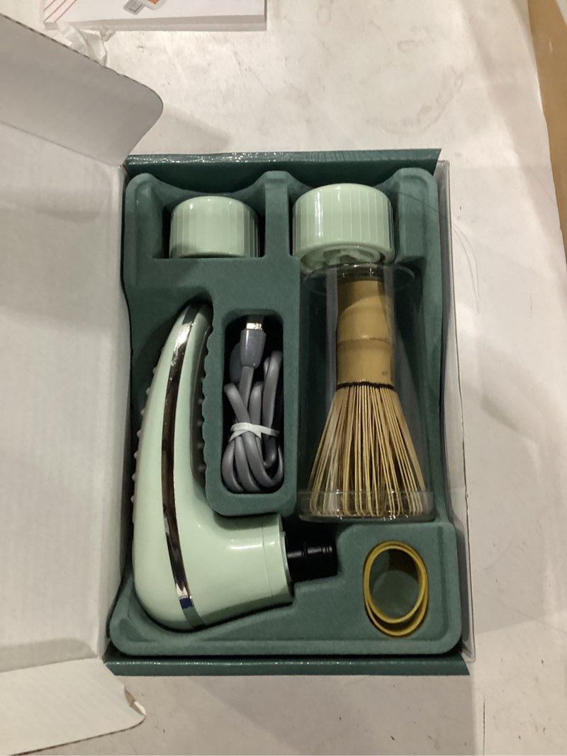 Condition photo showing As Is for matcha mate electric powered bamboo whisk - traditional whisking with electronic precision - rechargeable portable tea frother, stirrer, mixer, making machine set accessories kit - matcha gift set electric whisk set