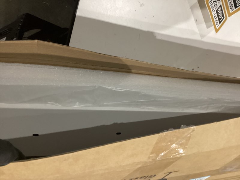 Condition photo showing As Is for ROLOVE Vanity Mirror with Lights, 32" x 22" Large Lighted Vanity Mirror with Dimmable 3 Modes, LED Makeup Mirror, USB Charging Port, Tabletop or Wall-Mounted Square White White 32"L x 22"W