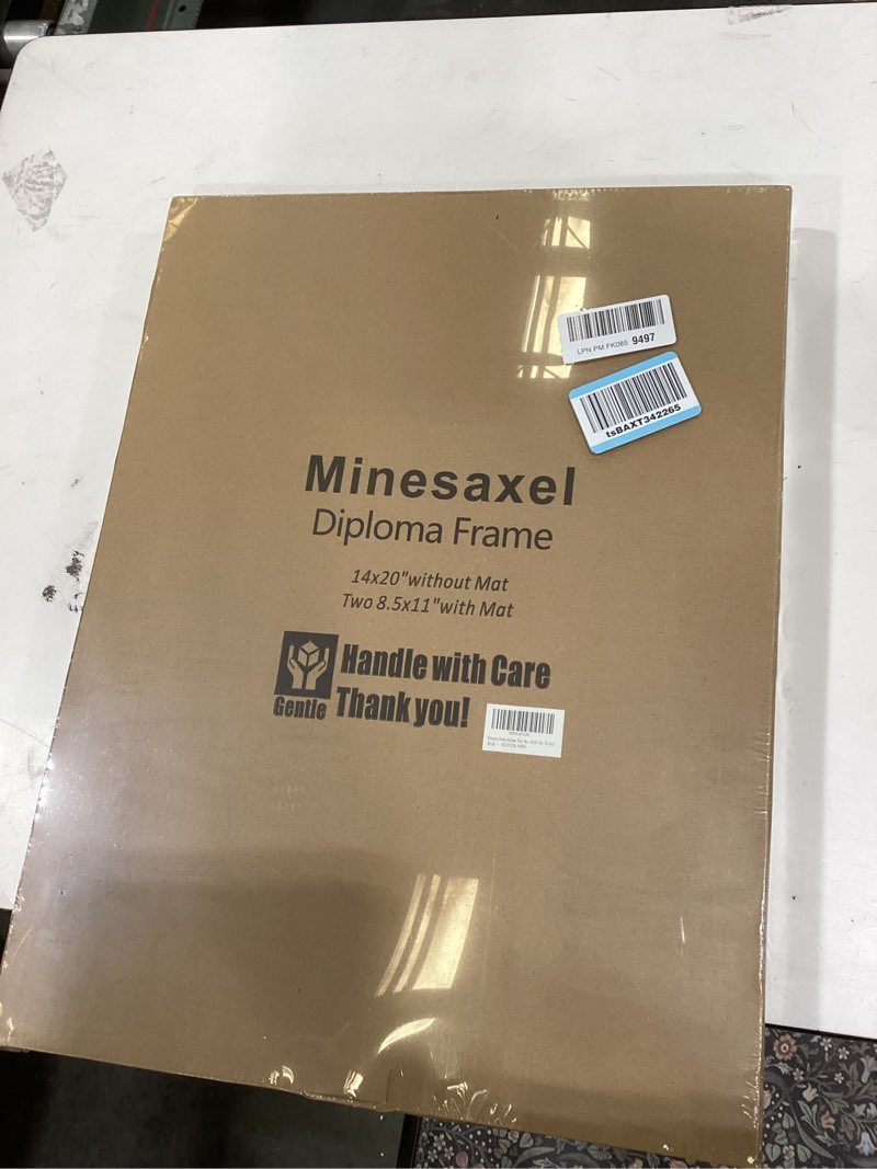 Condition photo showing New/Like New for Minesaxel Double Diploma Frames 14x20 Fits Two 8.5x11 Inch Certificates, Documents and College Degree, Cherry Red Frame with Golden Trim for 8 1/2 x 11 with Blue Gold Double Mat, Wall Mounting Blue 14x20 for Two 8.5x11