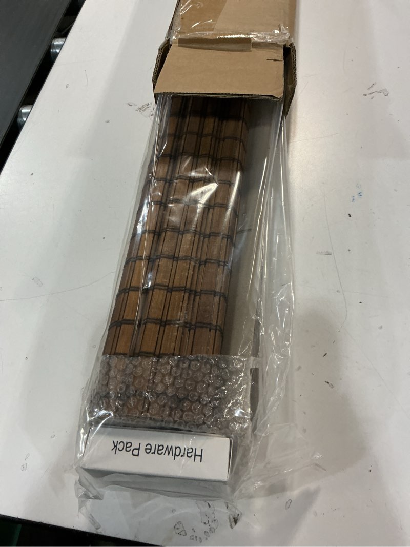 Condition photo showing Good Condition for Cordless Bamboo Roman Shades for Windows, 100% Blackout Backing Fabric for Light Blocking, 27" W × 64" H - Penang Teak Blackout - Penang Teak 27" W × 64" H