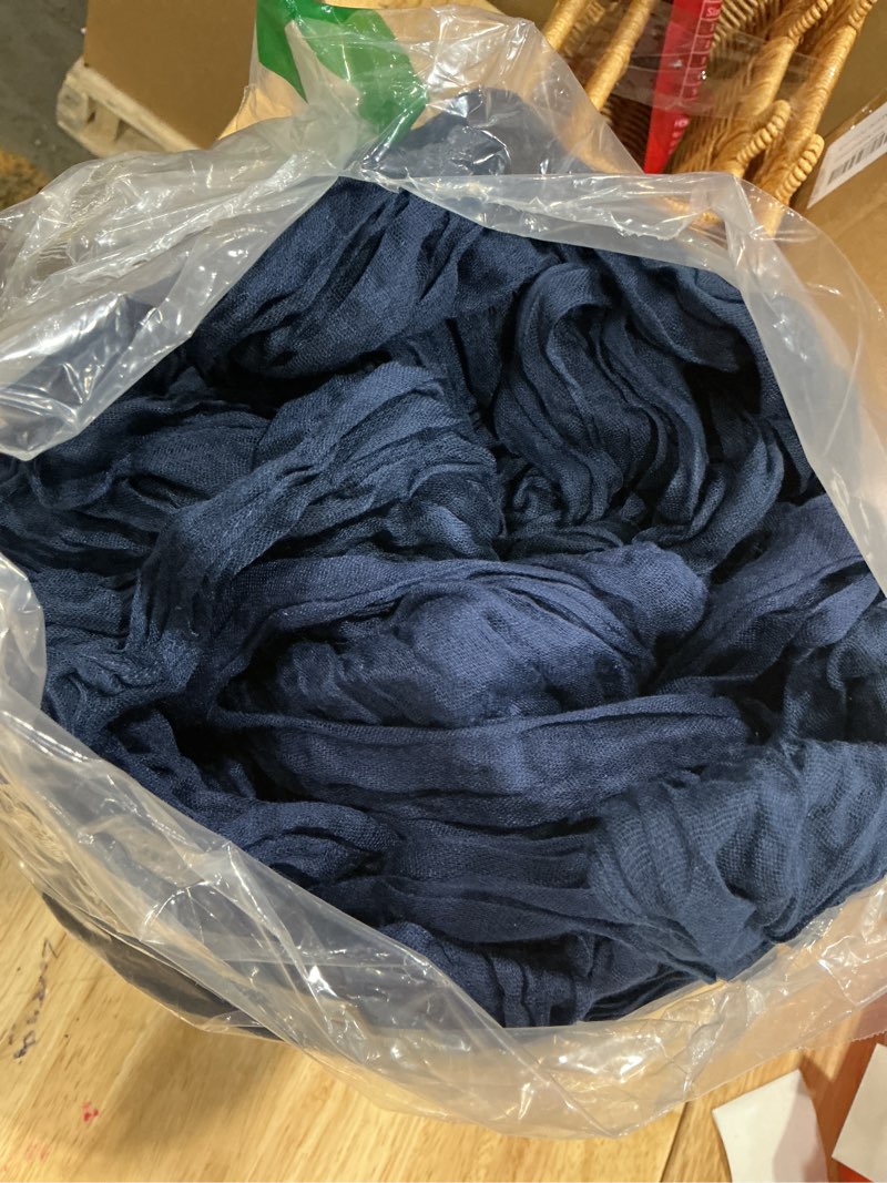 Condition photo showing As Is for cheesecloth table runner navy blue gauze rustic cheese cloth dining table decor runners long for father’s day party bridal wedding birthday memorial day? decorations, set of 10.