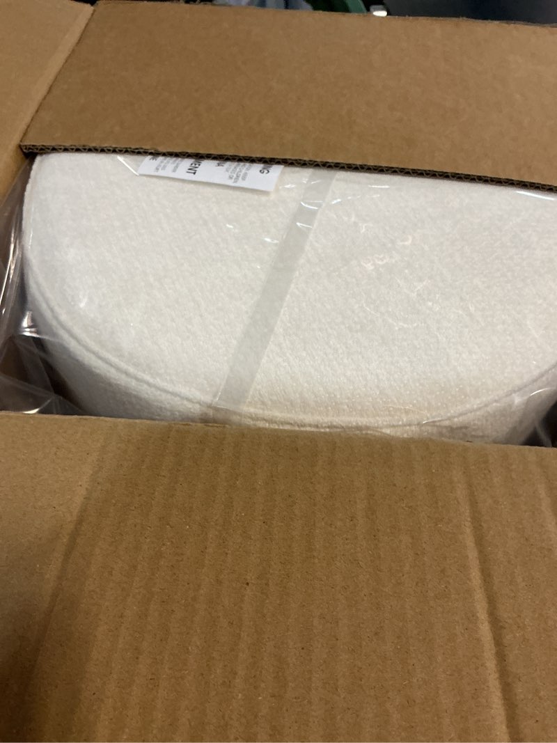 Condition photo showing New/Like New for Get Set Style Modern Round Ottoman with Soft Padded Seat, Multifunctional Vanity Chairs for Makeup, 