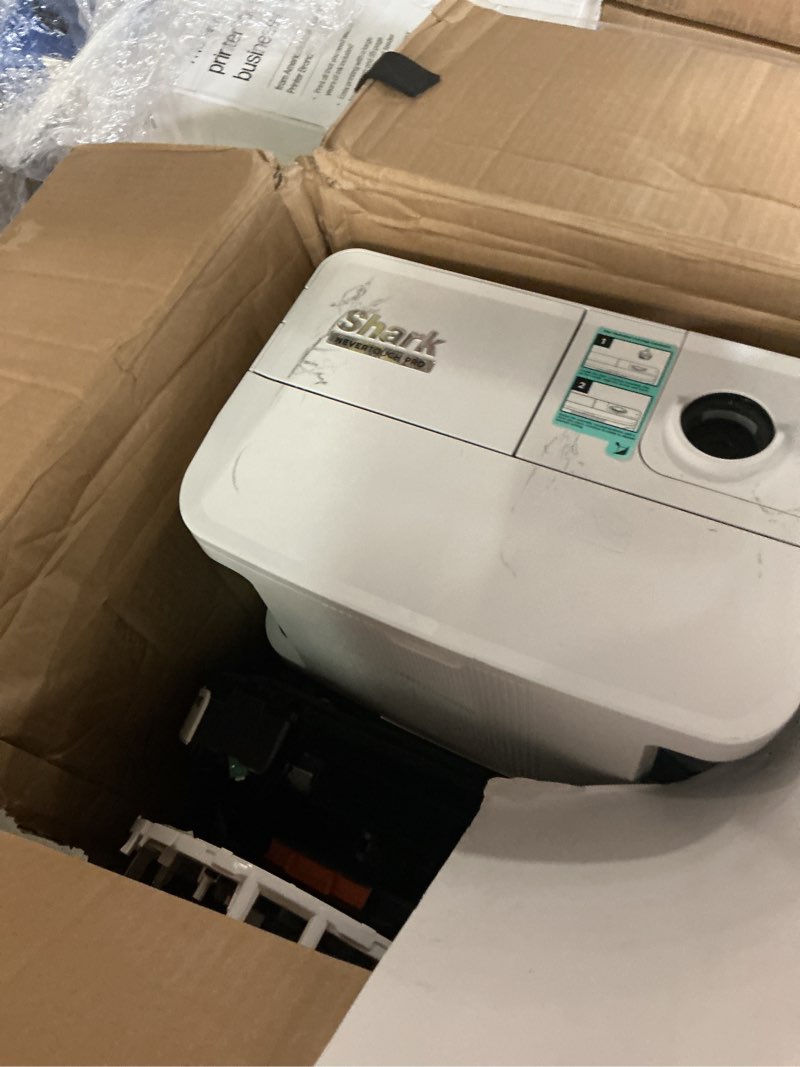 Condition photo showing As Is for shark robot vacuum & mop combo, powerdetect nevertouch pro, pad wash & dry, 60-day debris capacity, 5powerdetect technologies,white,av2800ze, for carpets & hardfloors wet+dry autorefill+selfclean-white