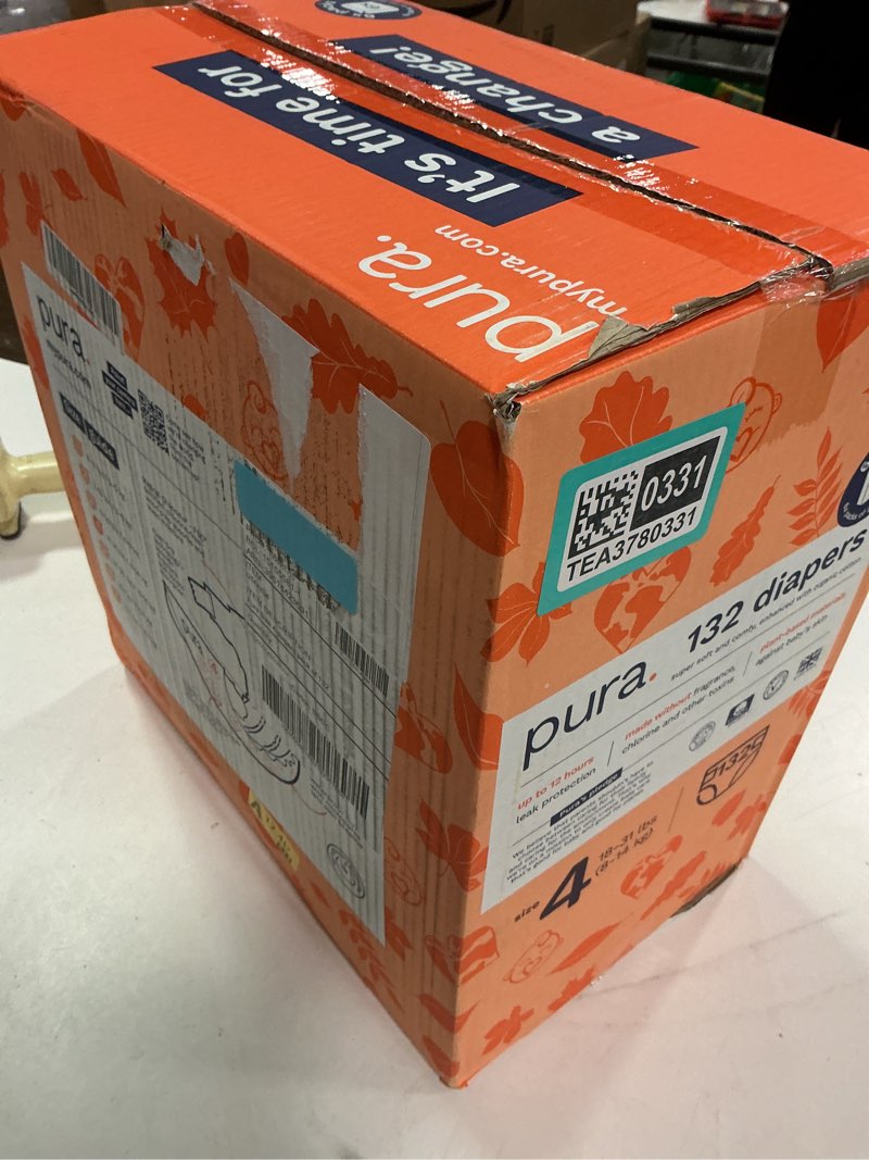 Condition photo showing New/Like New for Pura Sensitive Skin Baby Diapers | Size 4 (18-31 lbs) | Hypoallergenic, Totally Chlorine Free, Fragrance Free, Up to 12-Hour Leak Protection | 6 Packs of 22 (132 Diapers) Size 4 (132 Diapers)