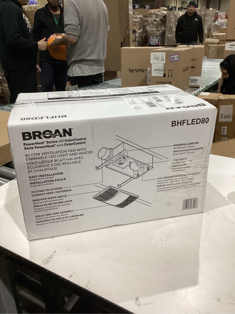 Condition photo showing New/Like New for Broan-NuTone Bathroom Exhaust Fan with Heater Quiet 1.5 Sones, 80 CFM and 3-Level CCT Lighting, Powerful Ventilation and Warm Comfort for Any Bathroom 80 CFM LED Light Fan and Heater