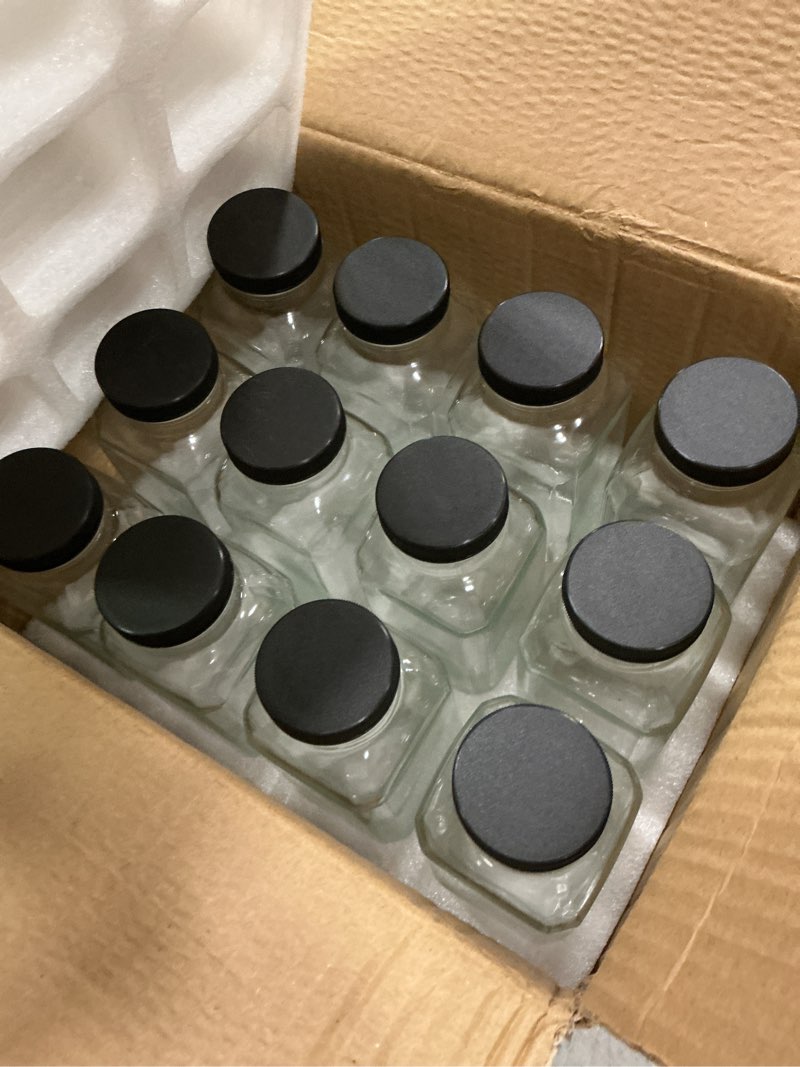 Condition photo showing New/Like New for dilabee 12-pack glass juice bottles with lids - 16 oz glass bottles with lids for juice, smoothie, milk & kombucha, reusable glass water bottles with caps - bulk glass bottles for juicing bpa free 16 ounce - square