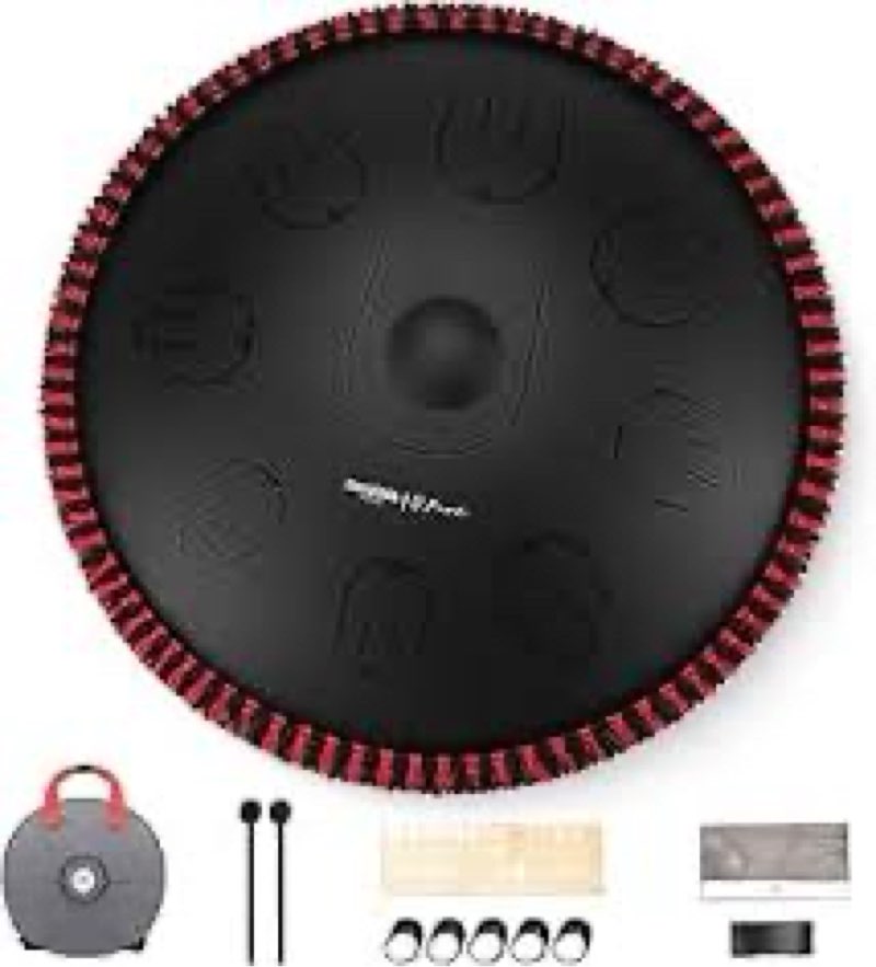 MOOZICA Steel Handpan Tongue Drum, 14 Inches 17 Notes in C Minor with Octave Overtone Design, Handpa