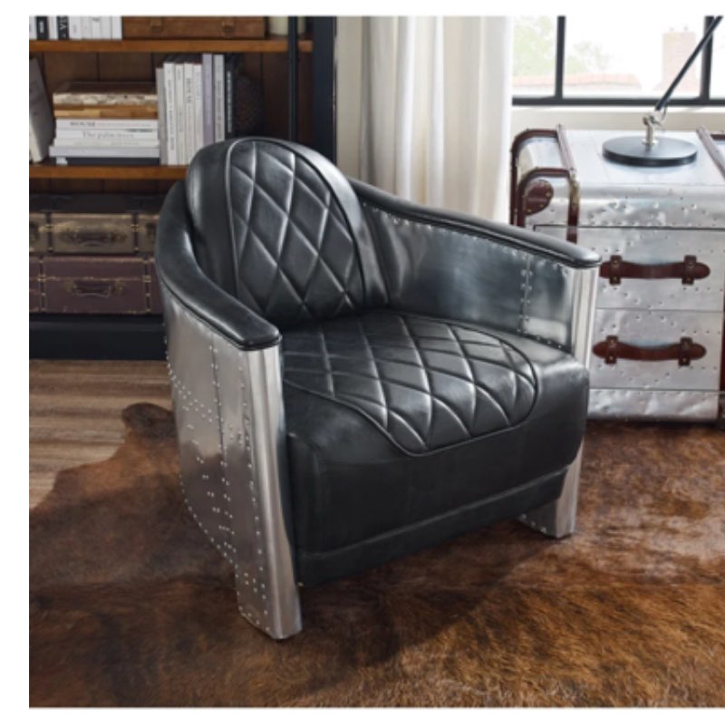 Paynesville Tufted Genuine Leather Accent Armchair