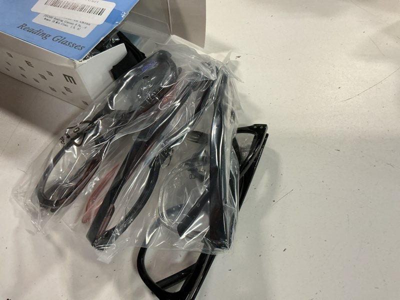 Condition photo showing New/Like New for reading glasses for women cute round readers +1.50 for small head/petite face lightweight cheaters glasses w/spring hinges 4 pack 2 black + 1 tortoiseshell + 1 blue demi 1.5 x