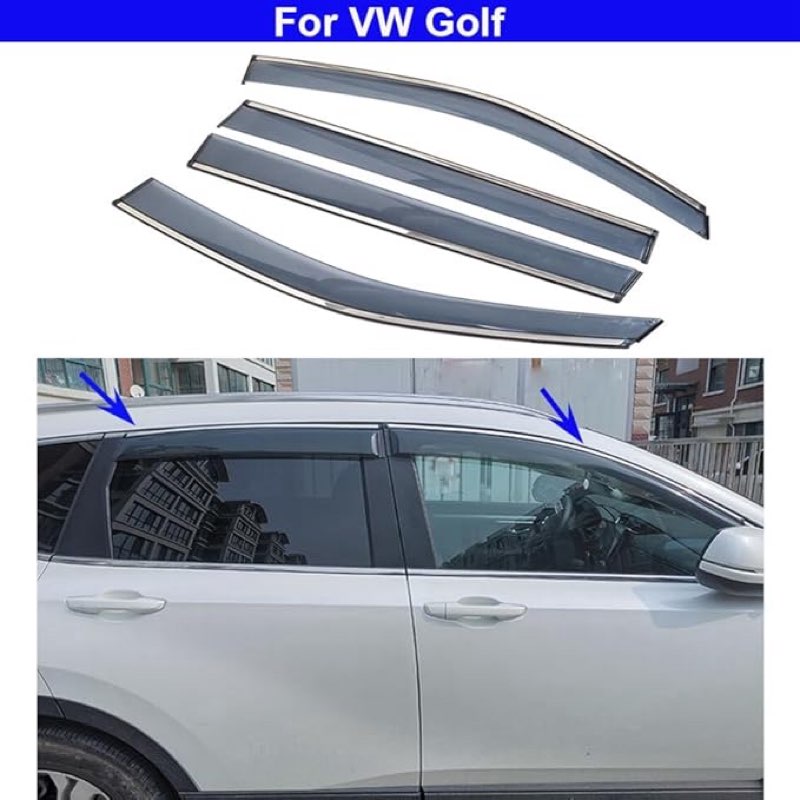 New Car Window Visor Vent Rain Wind Deflector Guard Sun Rain Guards Compatible for VW Golf 2020 2021 2022 2023 2024 2025