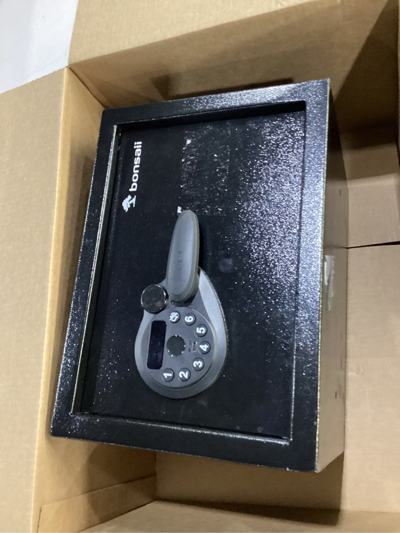 Condition photo showing Good Condition for bonsaii 0.6 cubic fingerprint safe box, biometric security safe with electronic keypad & removable shelf for valuables, jewelry, documents, home office hotel use, 9.84" x 13.78" x 9.84", sf002 0.6 cu.ft
