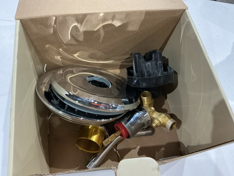 Condition photo showing As Is for allen + roth townley polished chrome 1-handle single function 2.83-in round bathtub and shower faucet