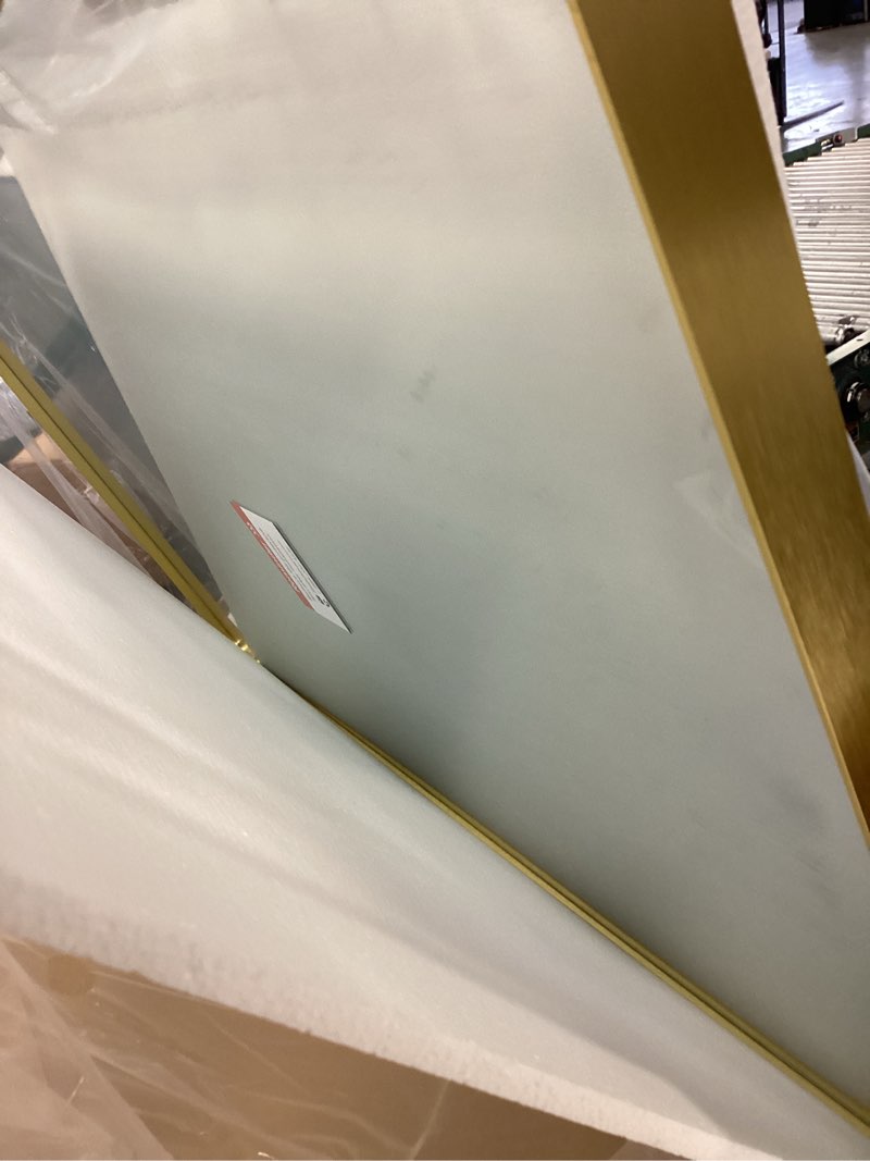 Condition photo showing Good Condition for TokeShimi 24x32 Brushed Gold Bathroom Mirror,Bathroom Vanity Mirror with Tempered Glass,Shatterproof Vanity Wall Mirror for Bathroom with Aluminum Frame(Horizontal/Vertical) Brushed Gold 32"L x 24"W