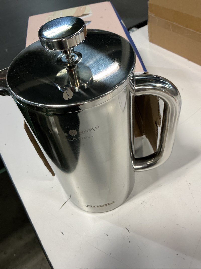 Condition photo showing Good Condition for ziruma non-toxic french press, surgical stainless steel coffee press, plastic-free, heavy metal-free, no endocrine disruptors, 34 oz, double wall, 4-layer filter, portable coffee maker